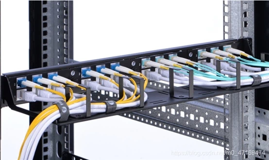 Close-up view of installed cable management rack Close-up view of installed cable management rack