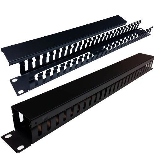 1U 19' Finger Duct 24 Slot Cable Management Tray Rack Mount Horizontal Cable Manager