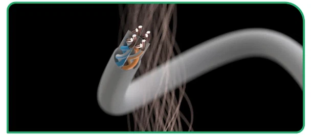 COBTEL patch cables use 7x8 fine copper wires, with each core containing 7 finer copper wires COBTEL patch cables use 7x8 fine copper wires, with each core containing 7 finer copper wires