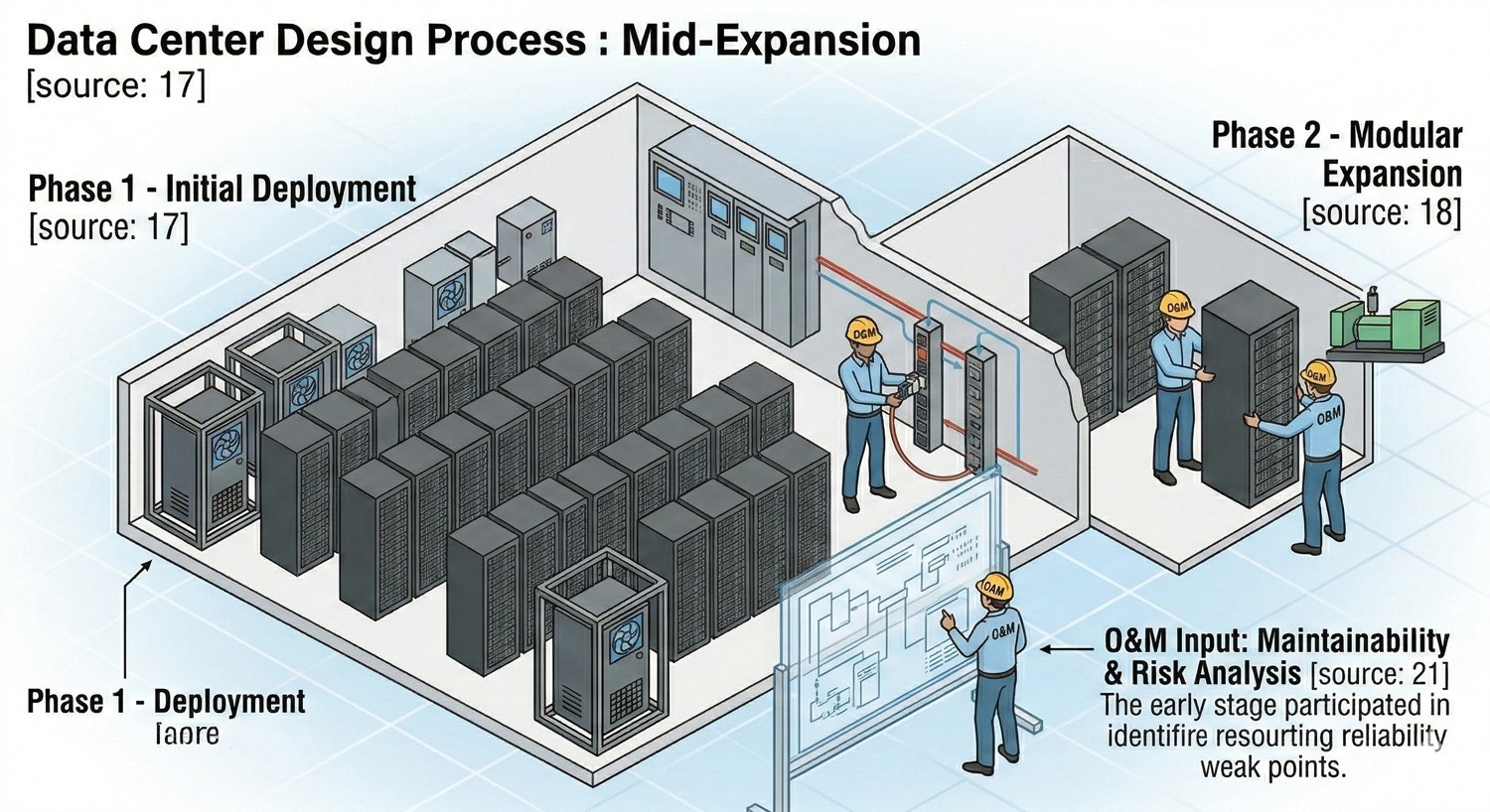 It is important to design the data center's power capacity based on average power density, not the peak power rating. The average power density per rack multiplied by the number of racks equals the data center's maximum IT load. It is important to design the data center's power capacity based on average power density, not the peak power rating. The average power density per rack multiplied by the number of racks equals the data center's maximum IT load.