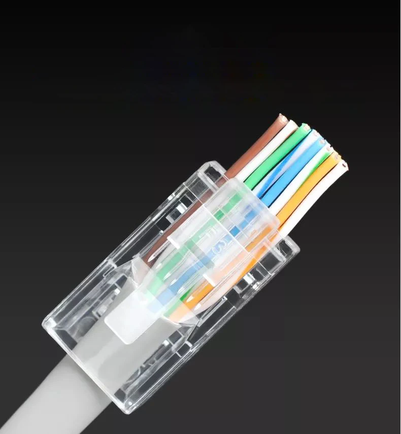 RJ45 pass-through connectors can significantly improves cabling efficiency. It eliminates traditional steps such as measuring wire stripping lengths, marking wires with pens, aligning cuts, and checking insertion accuracy