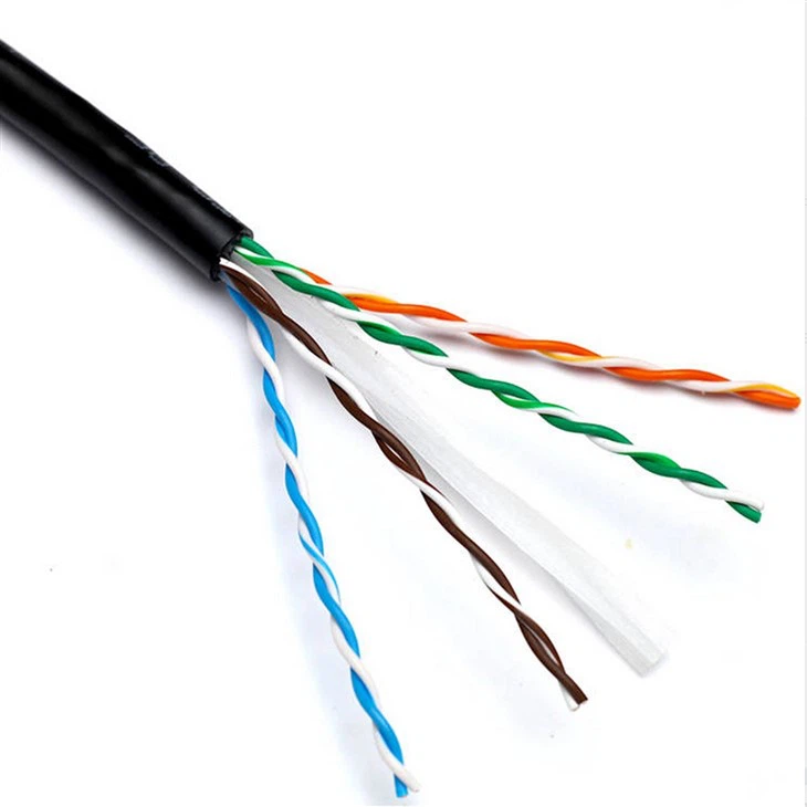 Outdoor CAT6 UTP Solid Cable Pure Copper 0.55mm 23awg Black PE Jacket 305m Drum.