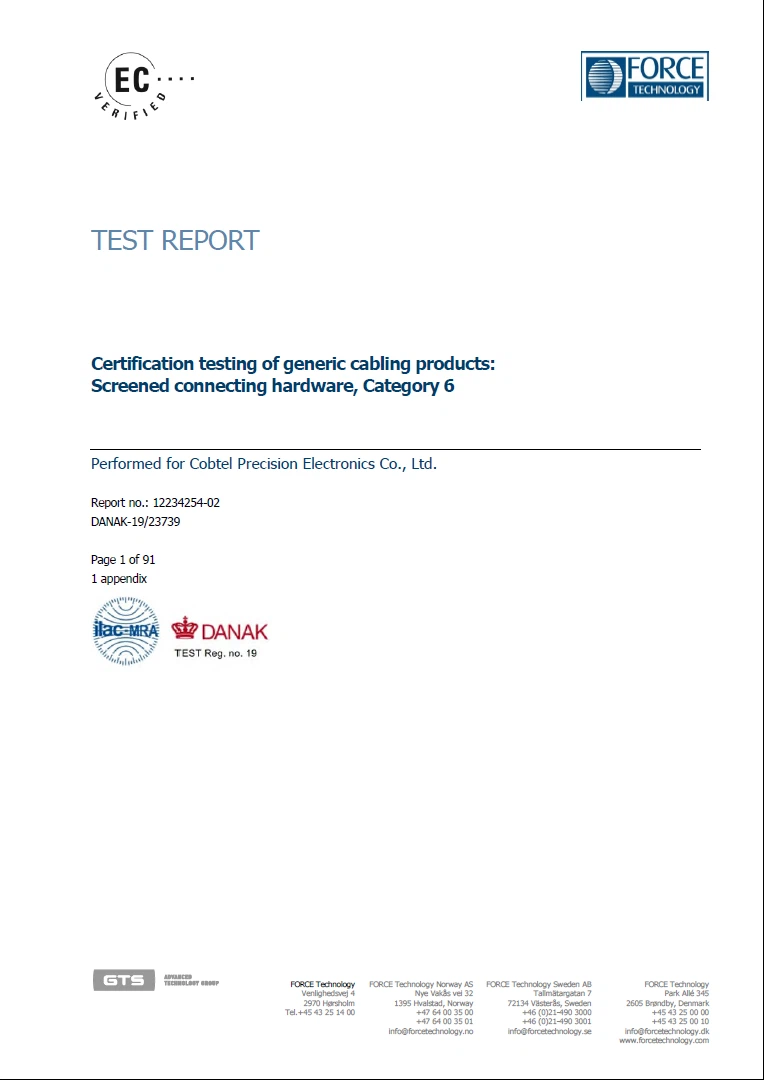 Keystone Jack EC Certificate Keystone Jack EC Certificate