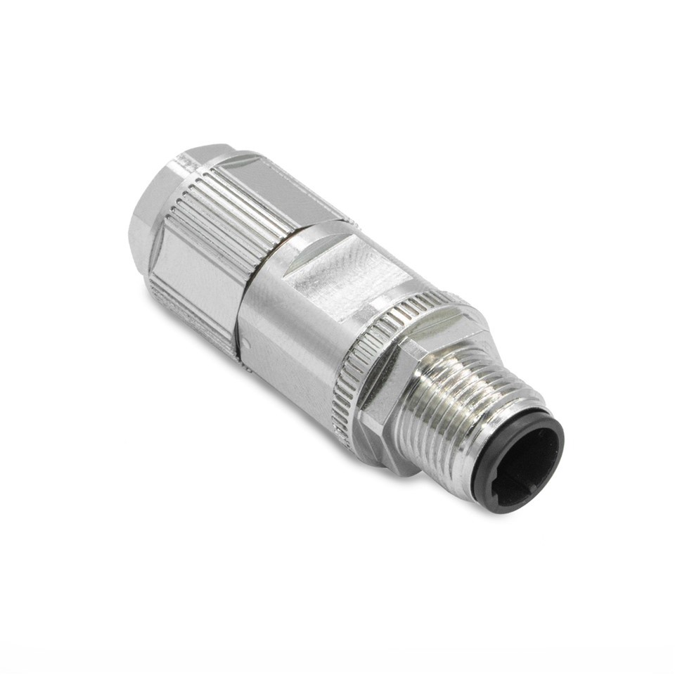 Waterproof Crimp Type Rugged D-code Shielded M12 Ethernet Connector Round Plug